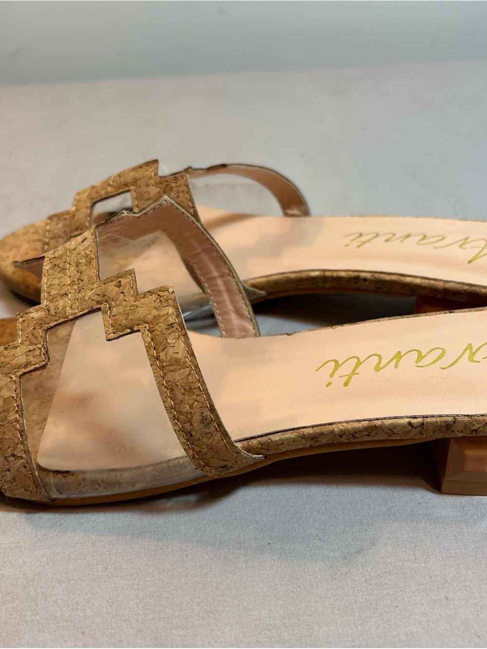 Avanti Cork-Textured Slide Mules with Clear Strap - Picture 9 of 9